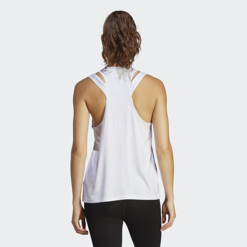 adidas AEROREADY Train Essentials 3 Bar Logo Tank Top - White | adidas UAE