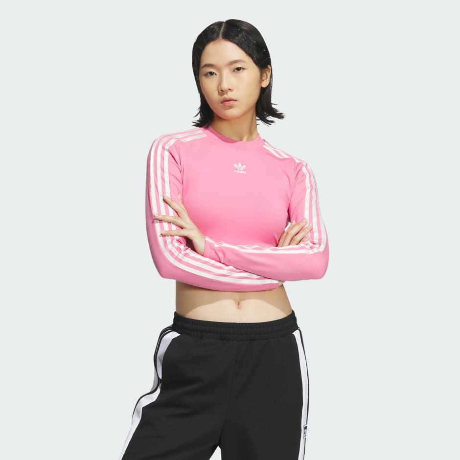 Adidas 3-Stripes Crop Long Sleeve Tee