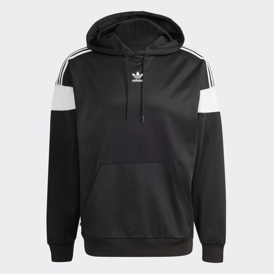 Adidas black hoodie sale with white stripes