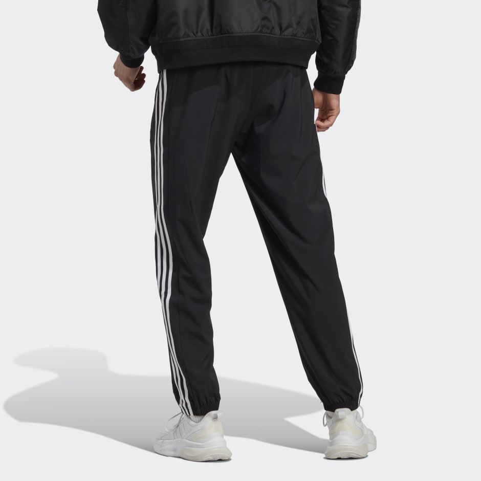 adidas AEROREADY Essentials Elastic Cuff Woven 3-Stripes Pants - Black ...