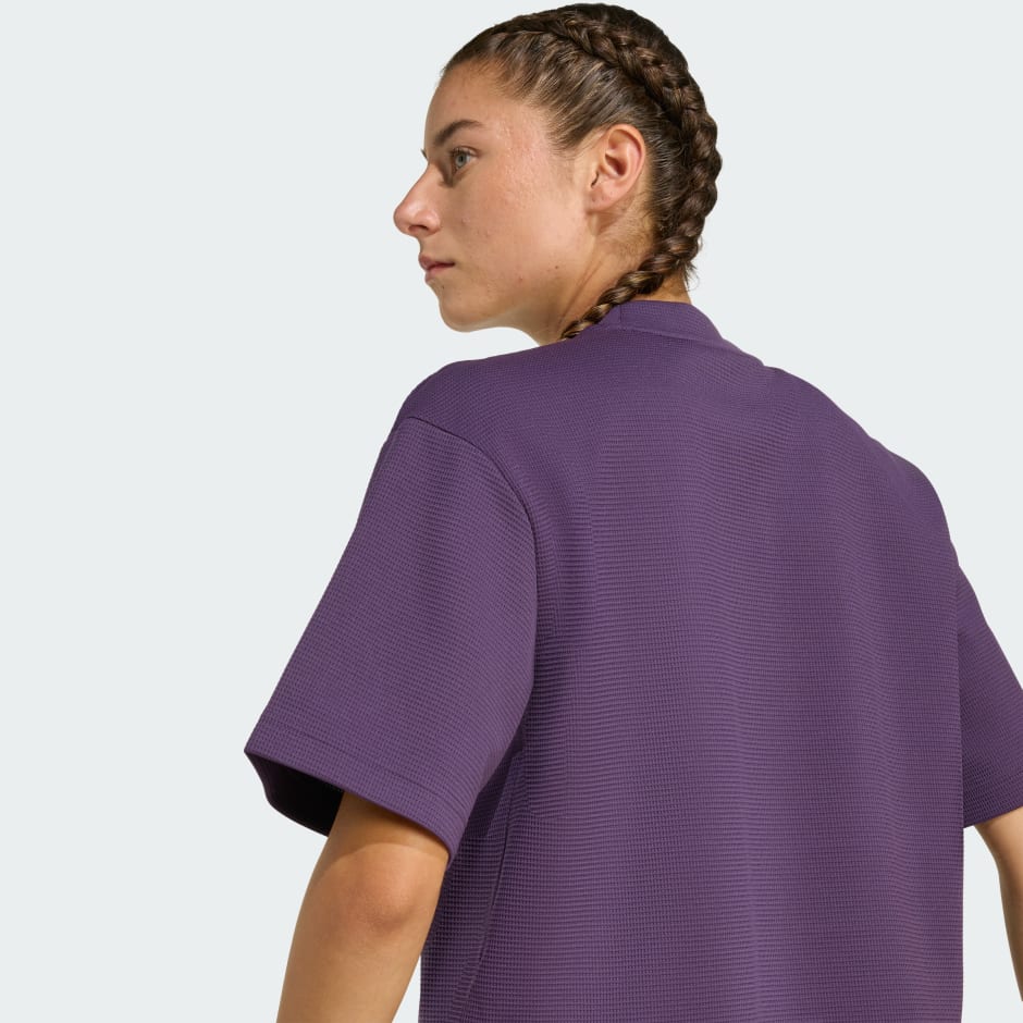 CLOTHING - Yoga Motion Waffle Tee - Purple | adidas Oman