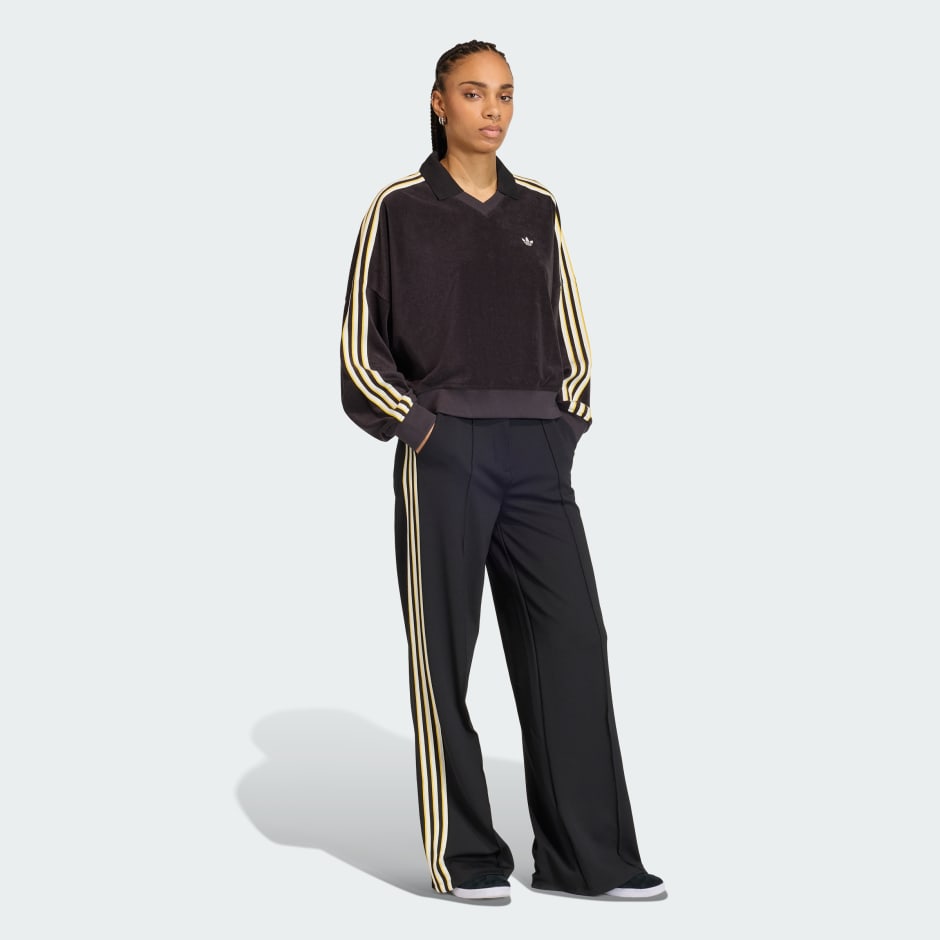 BLUZĂ POLO TERRY TOWEL CU GULER &Icirc;N V ȘI M&Acirc;NECĂ LUNGĂ