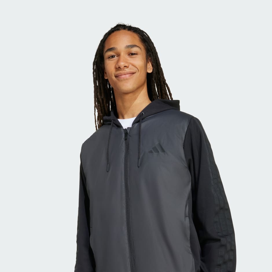 Veste hybride &agrave; capuche isolante 3 bandes Essentials CLIMAWARM