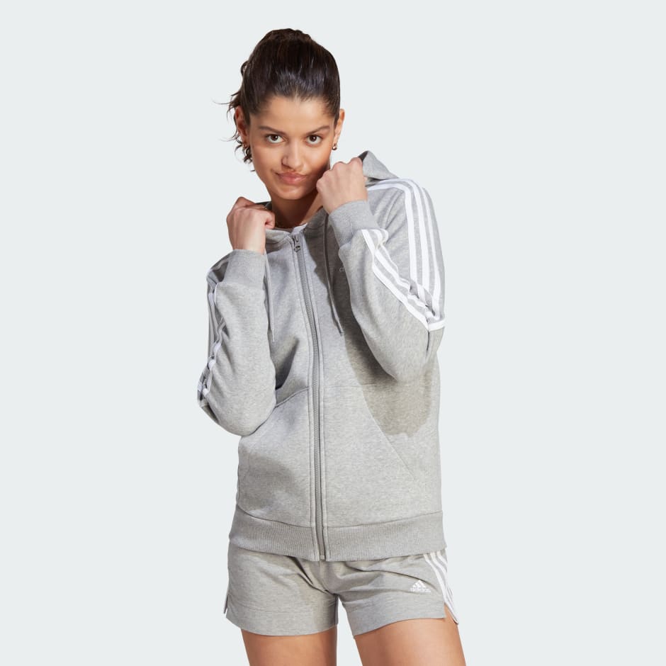 Essentials 3-Stripes Full-Zip Fleece Hoodie