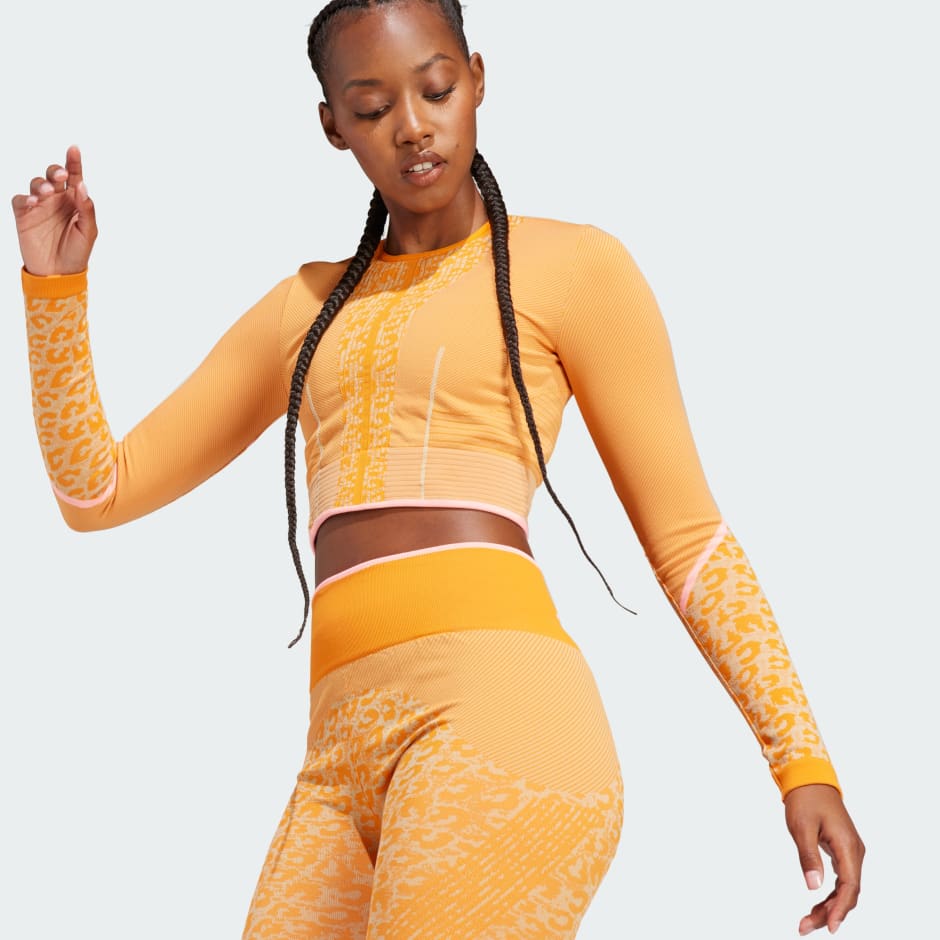 adidas adidas by Stella McCartney TrueStrength Seamless Yoga Long Sleeve  Top - Orange