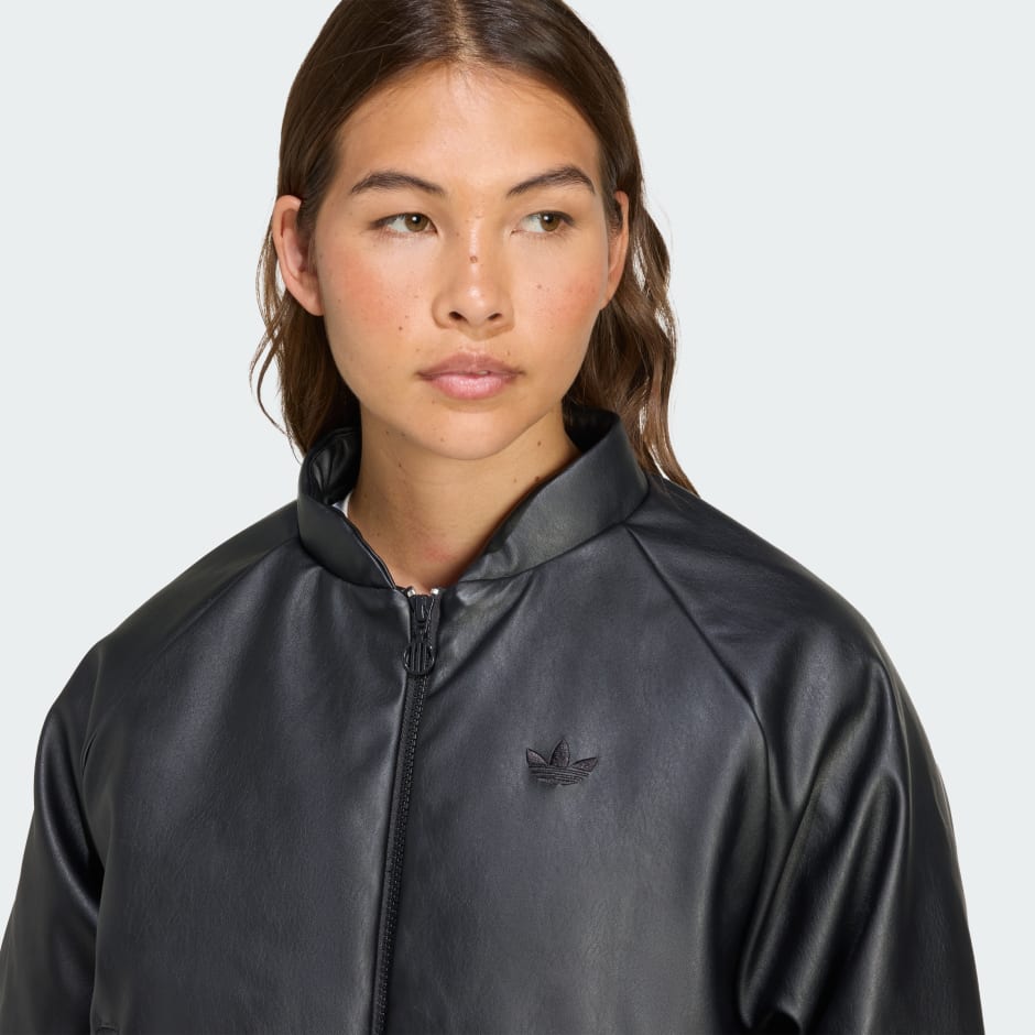 Pleather Bomber Synthetic Down Jacket