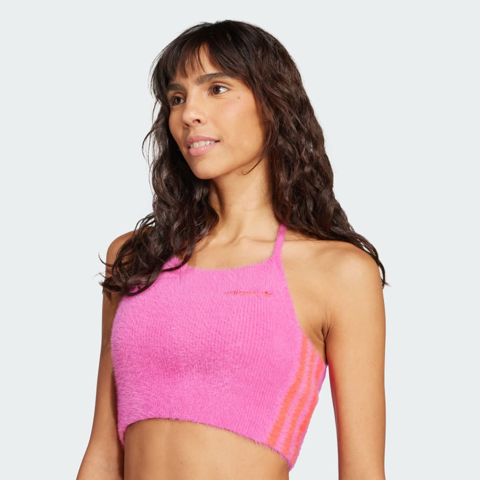 Top halter tricotat pufos