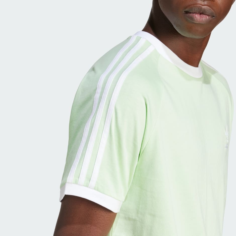 Adidas 3 stripe t shirt mens green best sale