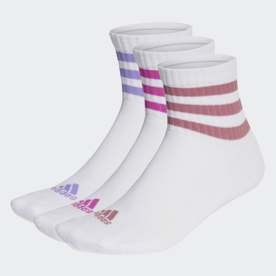 adidas 3-Stripes Cushioned Sportswear Mid-Cut Socks 3 Pairs - White | adidas  SA