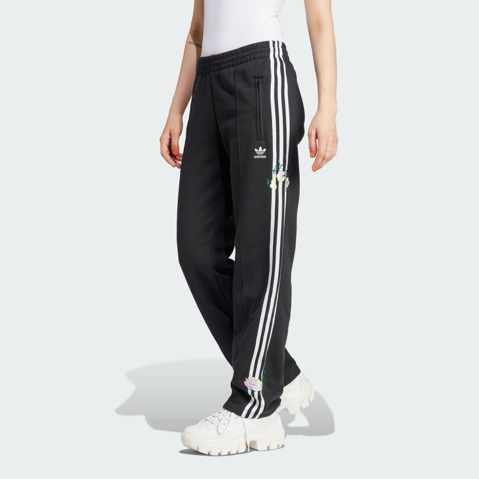 Women's Clothing - Embroidered Flower Pants - Black | adidas Kuwait