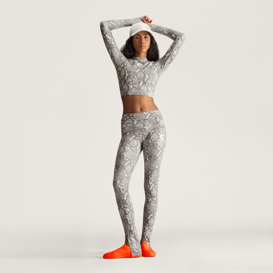 Top de antrenament scurt cu m&acirc;necă lungă adidas by Stella McCartney, cu imprimeu