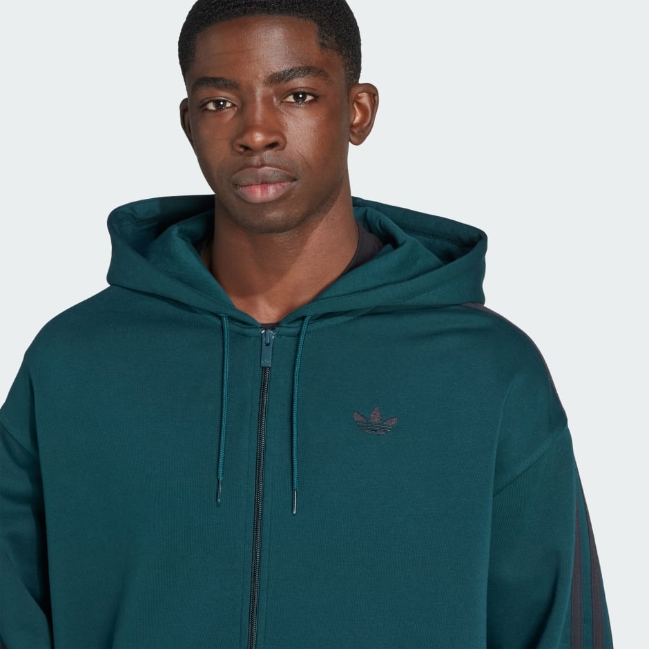 Hanorac supradimensionat adidas Adicolor, cu fermoar de sus p&acirc;nă jos