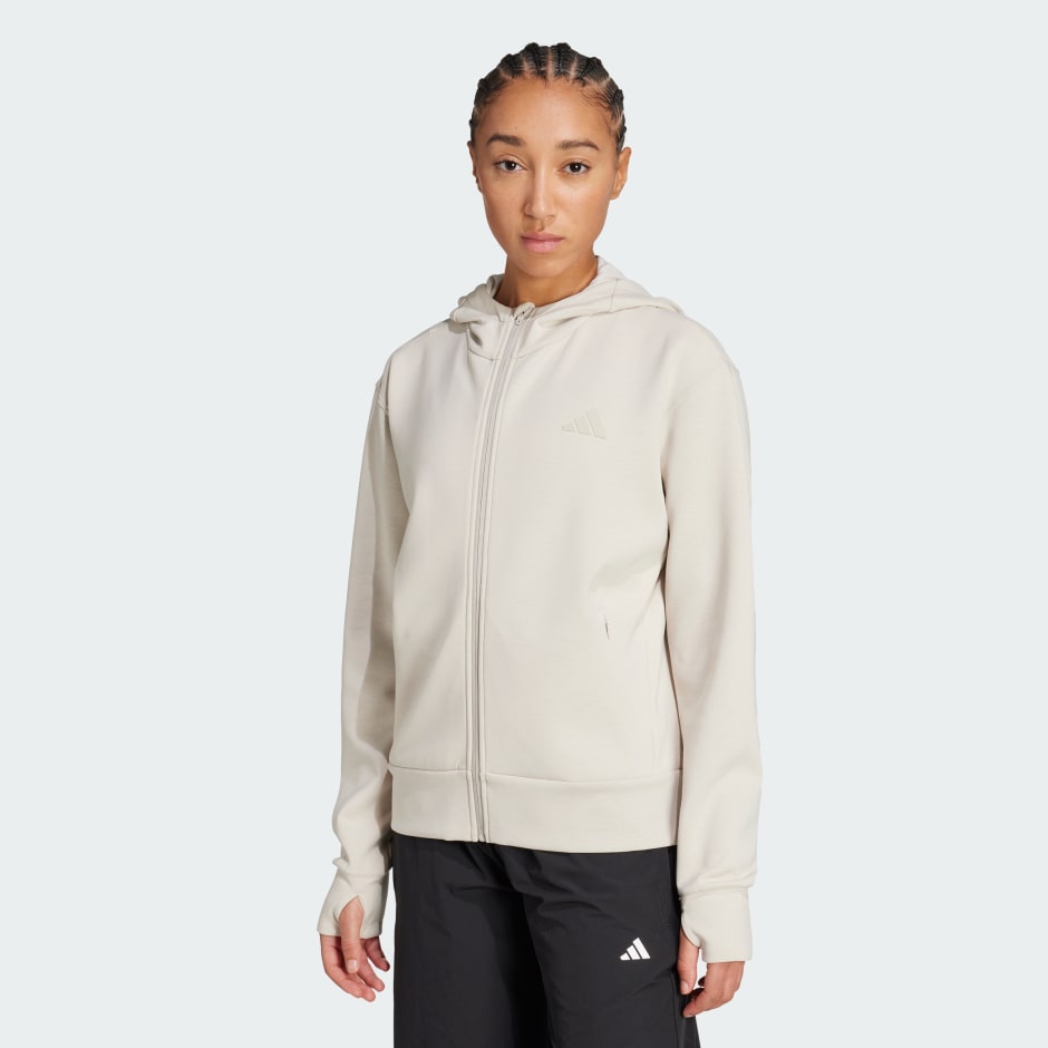 CLOTHING - Designed 4 Training Full-Zip Hooded Sweatshirt - Beige