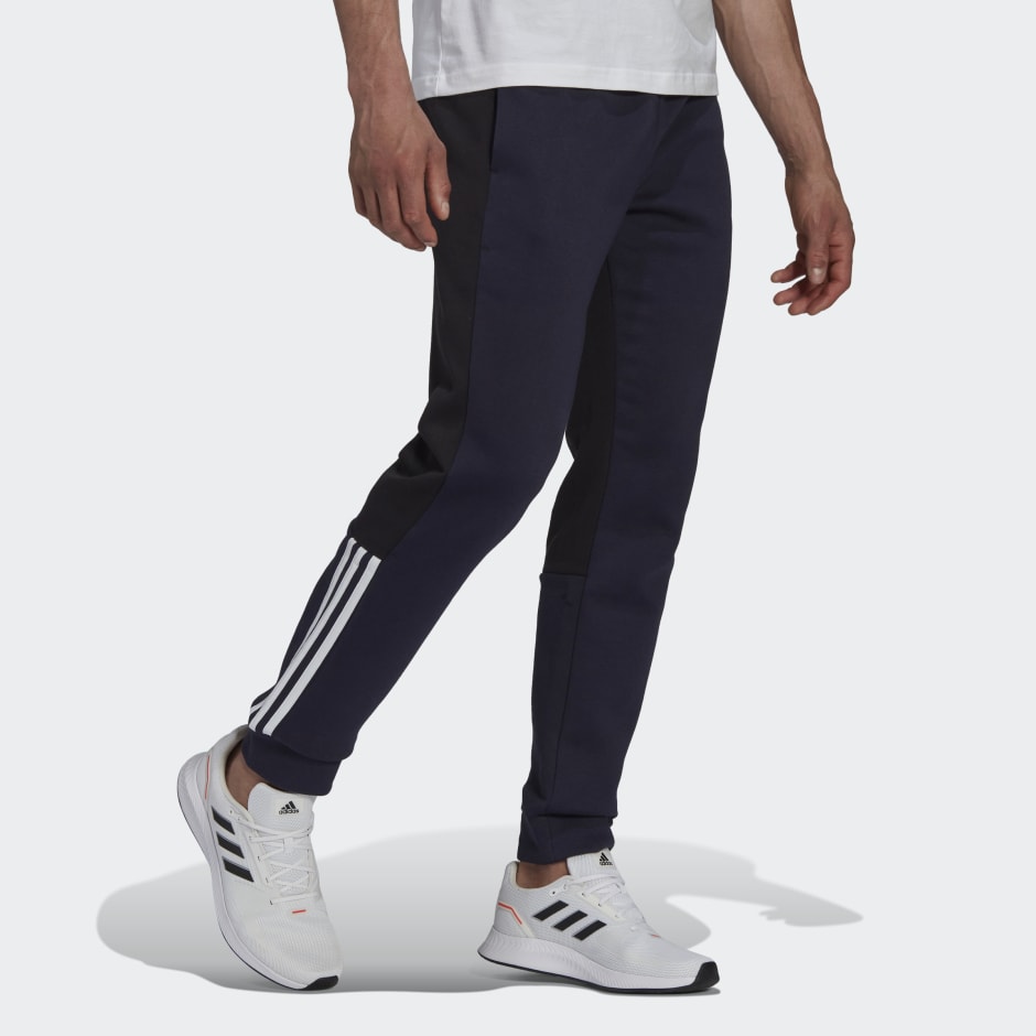 adidas Essentials Colorblock Fleece Pants - Blue | adidas UAE