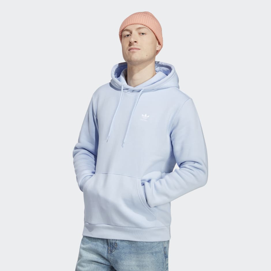 Men\'s Clothing - Trefoil Essentials Hoodie - Blue | adidas Kuwait