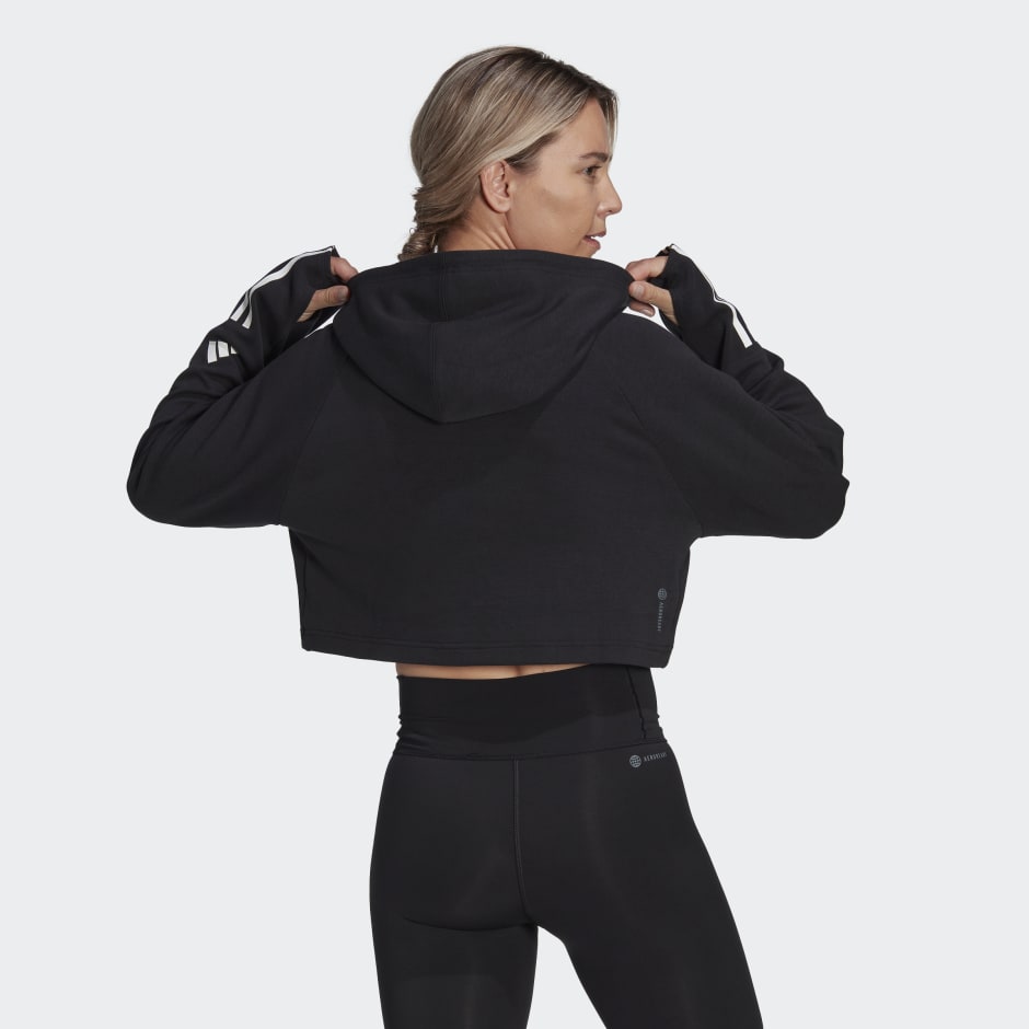 Women's Clothing - Train Essentials Train Cotton 3-Stripes Hoodie - Black |  adidas Kuwait