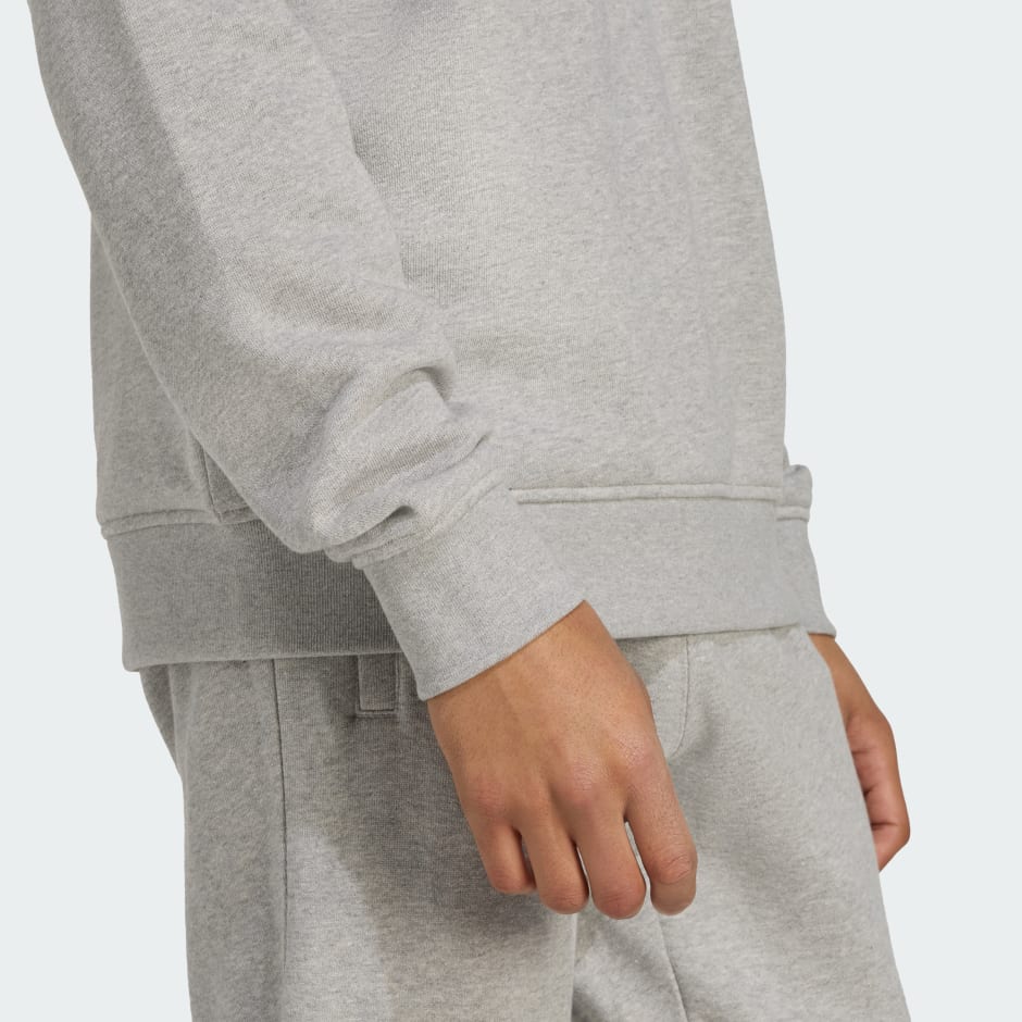 Bluză sport flaușată cu guler rotund Trefoil Essentials