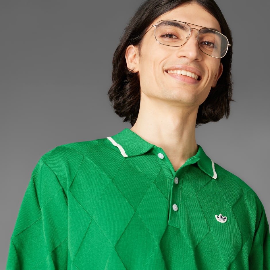 Clothing - Originals Argyle Knit Polo Shirt - Green | adidas