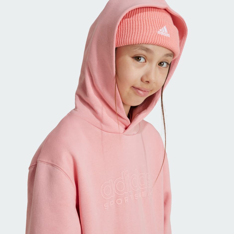 Kids pink adidas hoodie hotsell