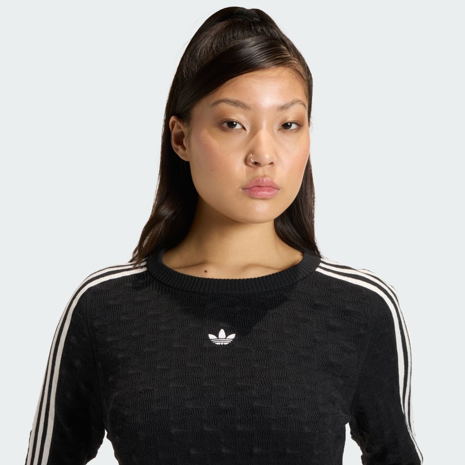 ADIDAS ORIGINALS SLIM SOLID SPIKE KNIT SWEATSHIRT