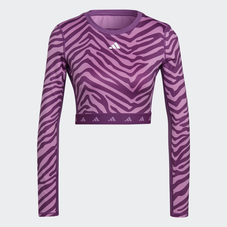 Women's - Hyperglam Techfit Crop Long Sleeve Zebra - Multicolour | adidas Saudi Arabia