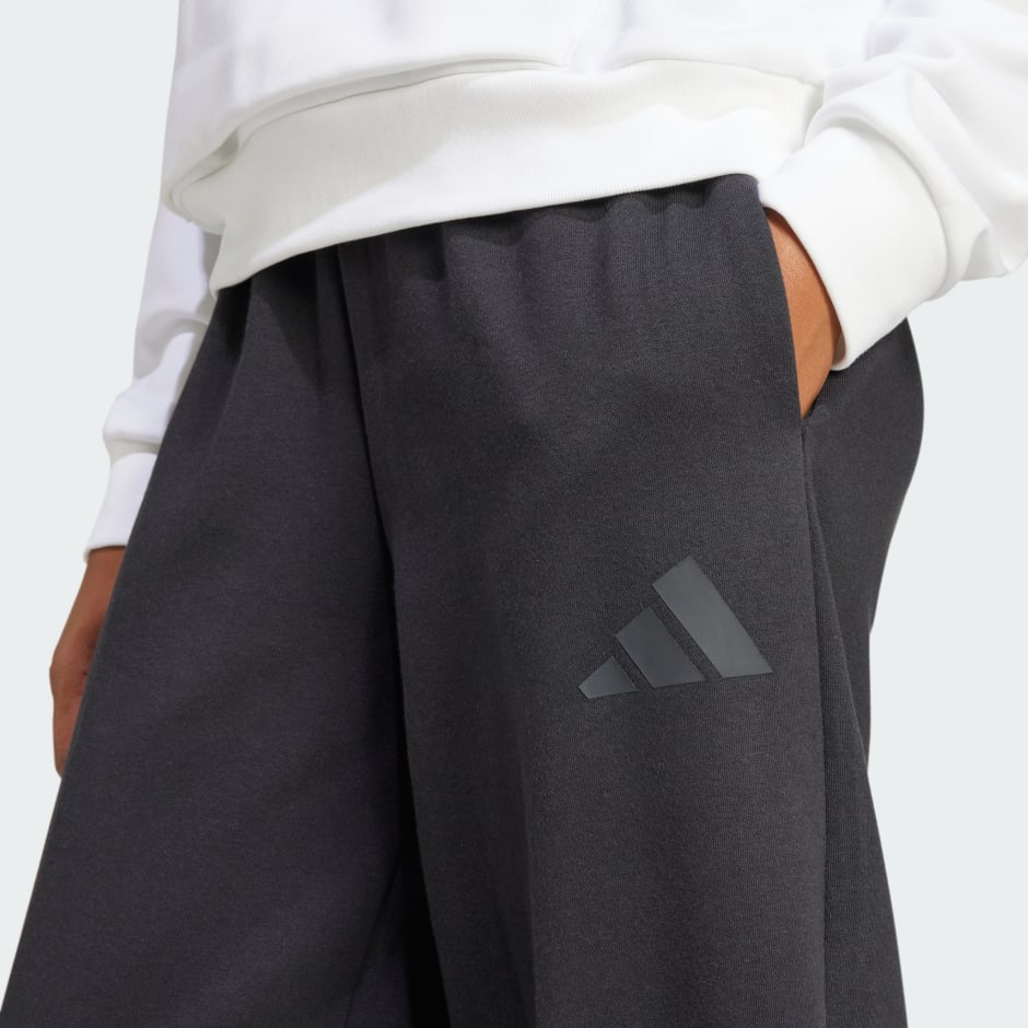 Pantaloni barrel Essentials din lână fleece cu logo contemporan