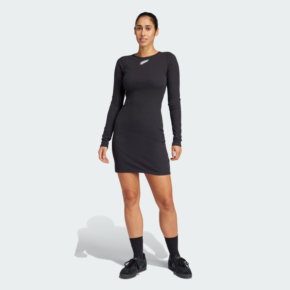 Black Ferns Essentials Rib Long Sleeve Dress