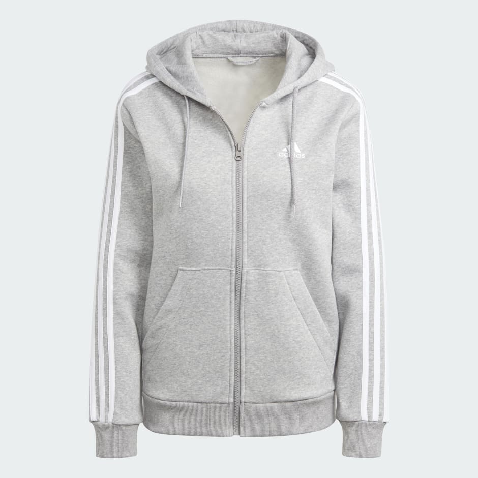 Essentials 3-Stripes Full-Zip Fleece Hoodie