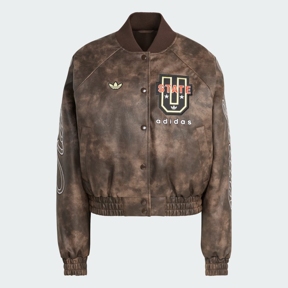 adidas ADIDAS ORIGINALS ATHL DEPT VINTAGE FAUX LEATHER JACKET