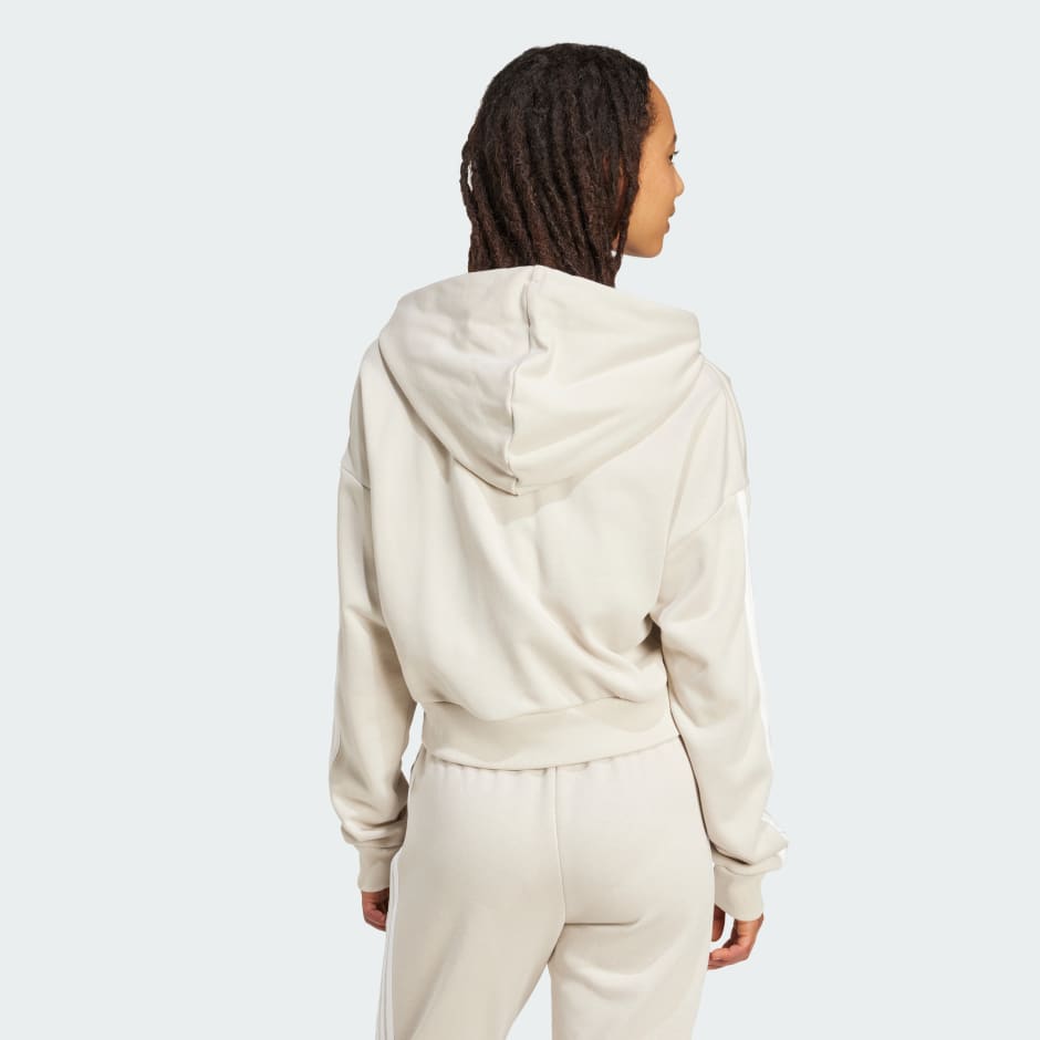 Essentials 3-Stripes French Terry Crop Hoodie