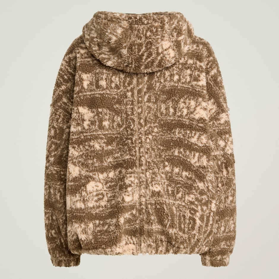 Hanorac din fleece pentru iarnă adidas By Stella McCartney cu fermoar de sus p&acirc;nă jos și imprimeu