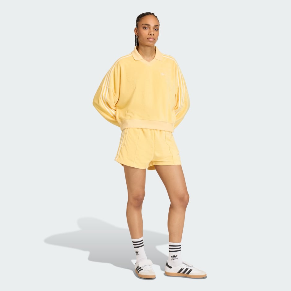 BLUZĂ POLO TERRY TOWEL CU GULER &Icirc;N V ȘI M&Acirc;NECĂ LUNGĂ