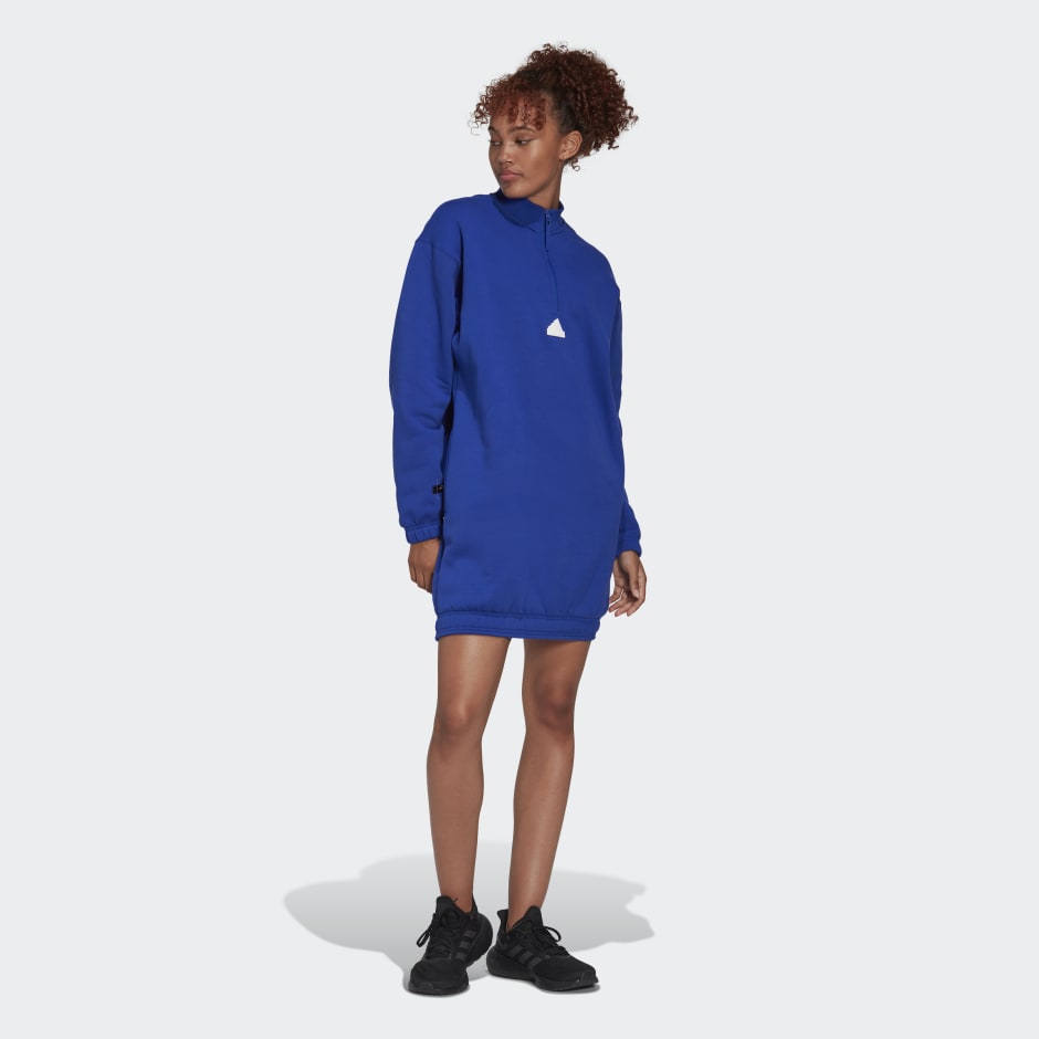 adidas Half-Zip Sweater Dress Blue | adidas KW
