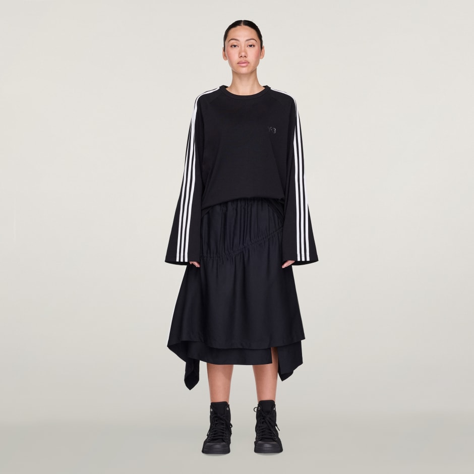 Tricou Y-3 cu m&acirc;necă lungă și 3 dungi