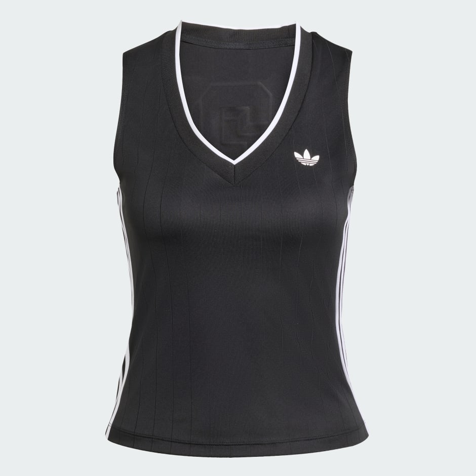 Tricou cu guler &icirc;n V adidas Originals