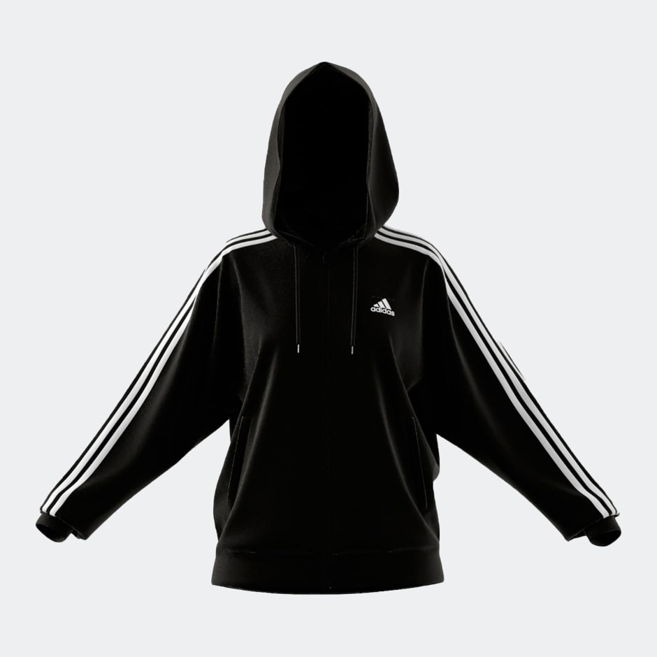 Clothing - W 3S FT FZ O HD - Black | adidas South Africa