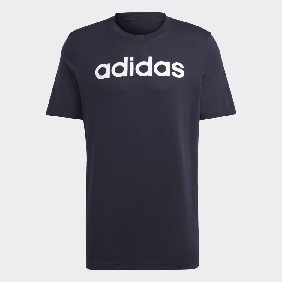 Tricou Essentials cu logo brodat liniar din tricot simplu