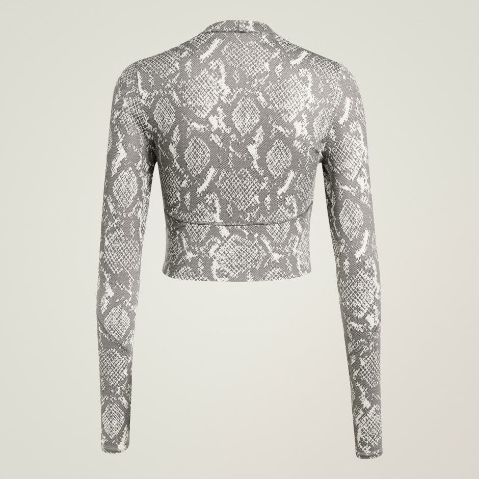 Top de antrenament scurt cu m&acirc;necă lungă adidas by Stella McCartney, cu imprimeu