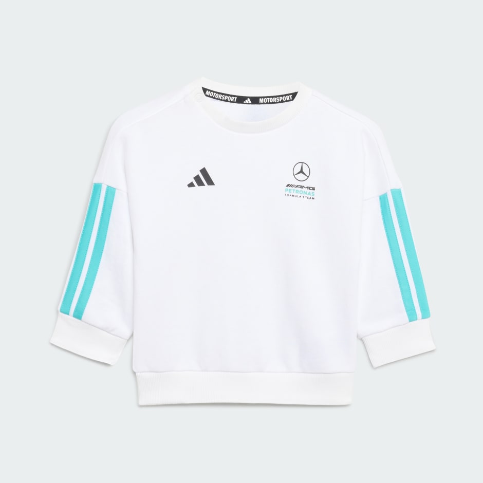 SET MERCEDES-AMG PETRONAS FORMULA 1 TEAM DNA PENTRU BEBELUȘI CU BLUZĂ CU M&Acirc;NECĂ LUNGĂ ȘI PANTALONI SPORT