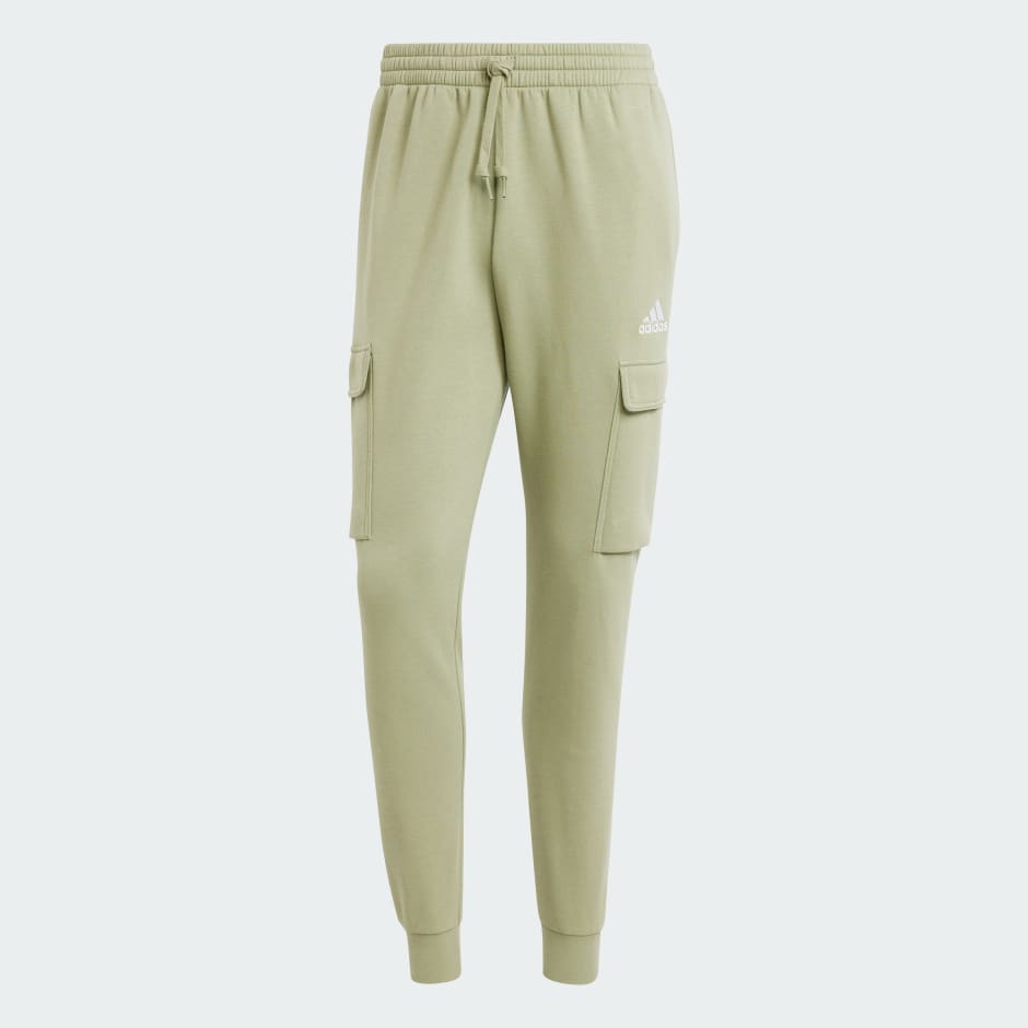 Pantaloni cargo Essentials conici din lână fleece, cu croială regular