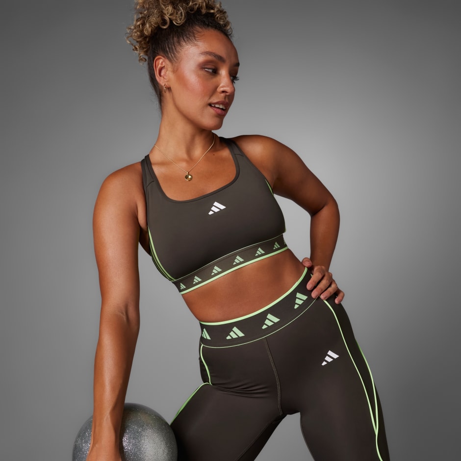 adidas Powerreact Training Medium-Support Hyperglam Bra - Green, Women's  Training