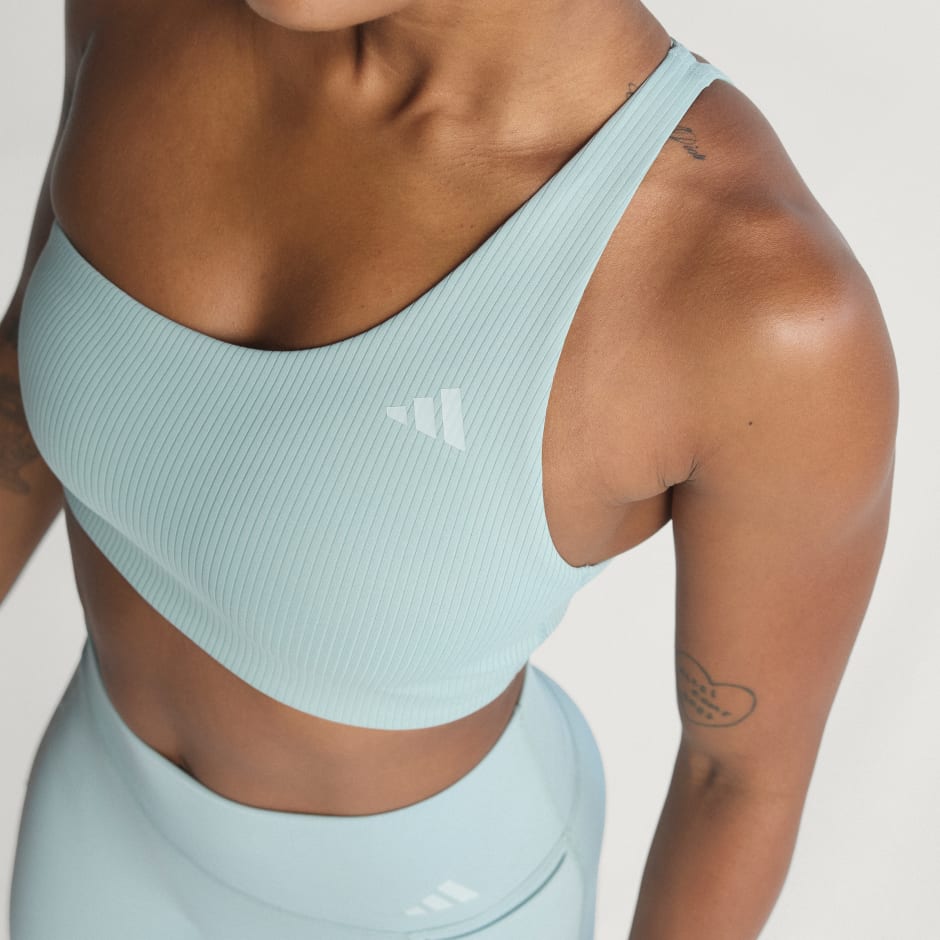 Sutien de antrenament Optime su striații, un umăr gol și susținere ușoară