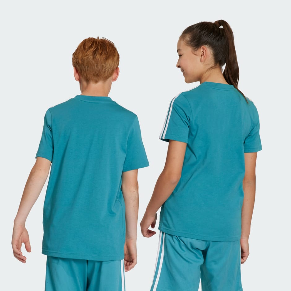 - Essentials Kids Clothing 3-Stripes adidas Tee Turquoise Bahrain Cotton - |