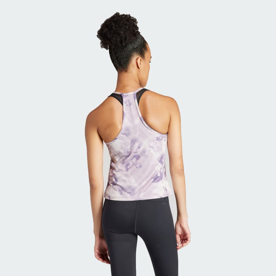 Train Essentials AOP Flower Tie-Dye Tank Top