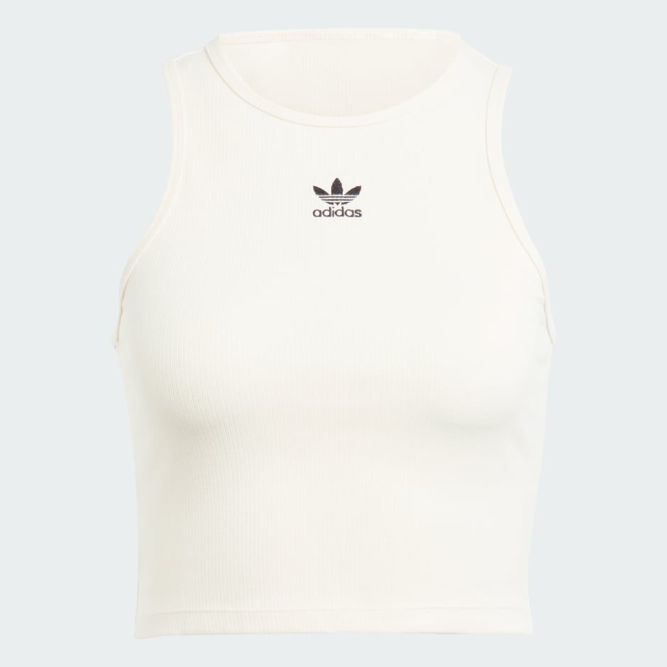 adidas Essentials Rib Tank Top - White, Women's Lifestyle