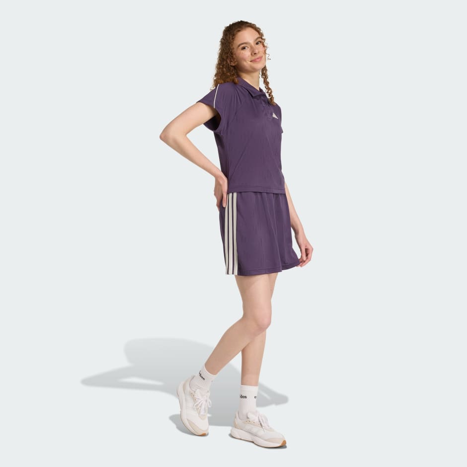 Tricou polo Stadium din jacard, inspirat din tenis, cu 3 dungi