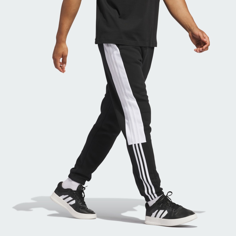 Essentials Fleece Tapered Cuff 3-Stripes Colorblock Pants