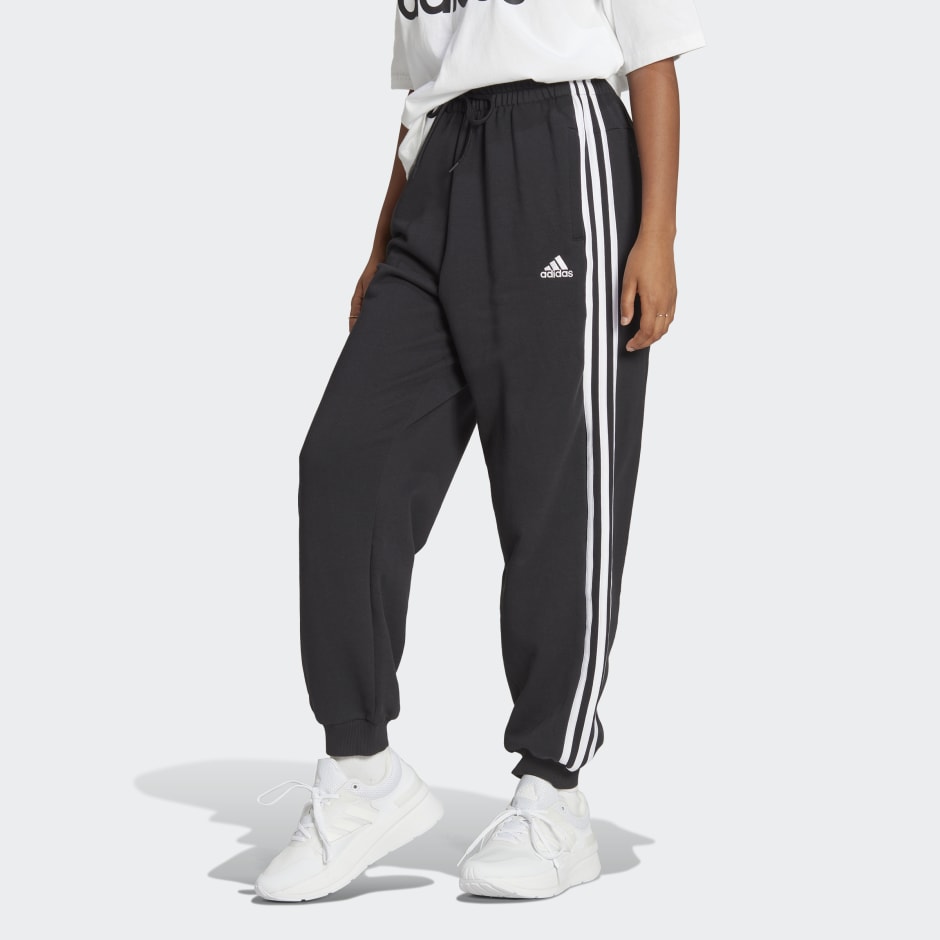 Essentials 3-Stripes French Terry Loose-Fit Pants image number null