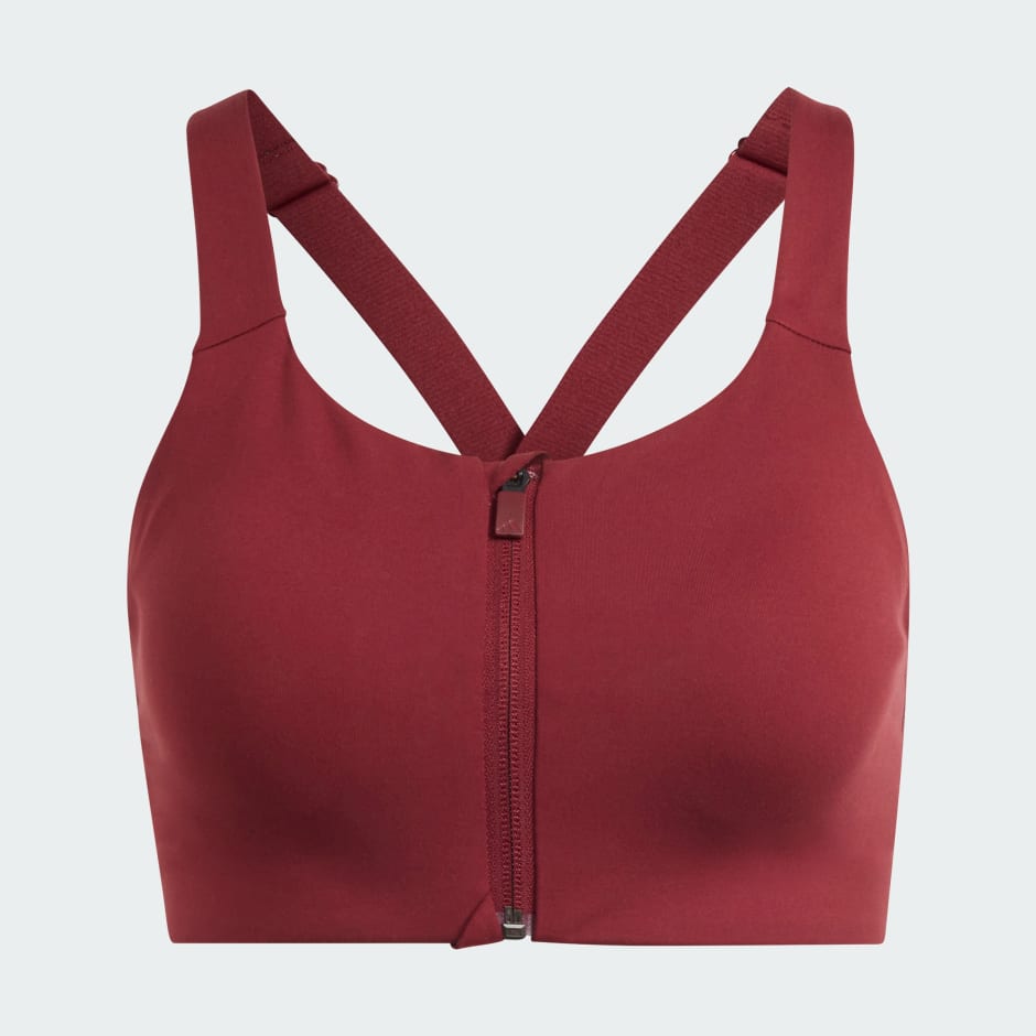 adidas TLRD Impact Luxe High-Support Zip Training Bra - Red