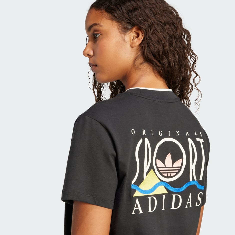 Tricou larg cu imprimeu grafic și 3 dungi adidas Sports